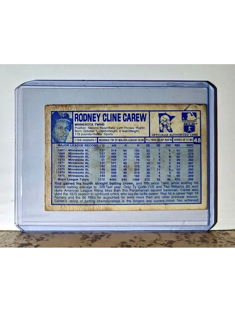 Rodney Carew 1976 Xograph 3-D Super Stars MLB #48 Baseball Card Minnesota Twins